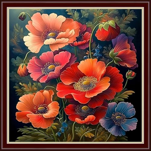 Dimensean Gestempeltes Kreuzstich-Set, komplettes Sortiment an Stickmustern, Starter-Set für Anfänger, Erwachsene oder Kinder, DIY-Kreuzstich, Nadelspitzen-Kits, 11 CT, bunte Blumen, 45,7 x 45,7 cm Dimensean Gestempeltes Kreuzstich-Set, komplettes Sortiment an Stickmustern, Starter-Set für Anfänger, Erwachsene oder Kinder, DIY-Kreuzstich, Nadelspitzen-Kits, 11 CT, bunte Blumen, 45,7 x 45,7 cm von Dimensean