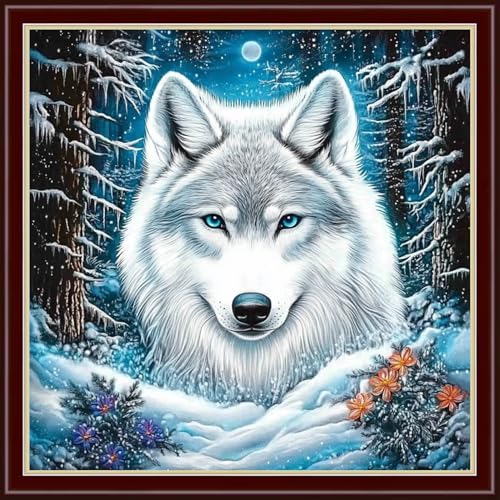 Dimensean Gestempeltes Kreuzstich-Set, komplettes Sortiment an Stickmustern, Starter-Sets für Anfänger, Erwachsene oder Kinder, DIY-Kreuzstich, Nadelspitzen-Kits, 11 CT-Wald, abstrakter Wolf, 45,7 x Dimensean Gestempeltes Kreuzstich-Set, komplettes Sortiment an Stickmustern, Starter-Sets für Anfänger, Erwachsene oder Kinder, DIY-Kreuzstich, Nadelspitzen-Kits, 11 CT-Wald, abstrakter Wolf, 45,7 x von Dimensean