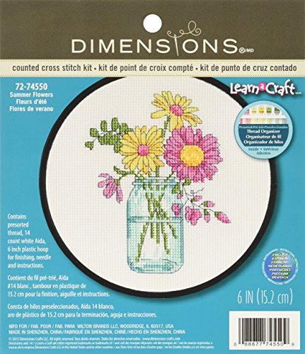 Dimensions Needlecrafts Maße Sommer Blumen Kreuzstich-Set, 72–74550, Verschieden, One Size von Dimensions