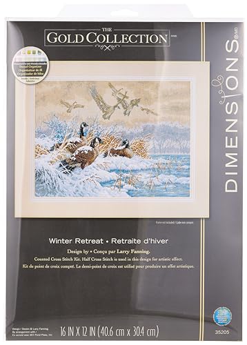 Dimensions Gold Collection Counted Cross Stitch Kit, Winter Retreat, 18 Count Beige Aida, 16'' x 12'' von Dimensions