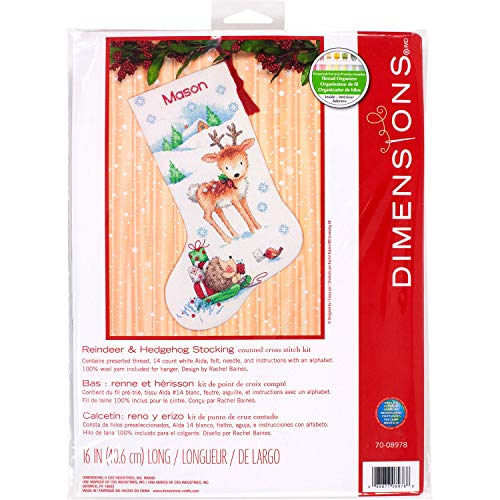 Dimensions 70-08978 Rentier und Igel, Kreuzstich-Set, personalisierbar, Weiß, 14 Zählmuster, 40,6 cm, Wolle, 16" Long Dimensions 70-08978 Rentier und Igel, Kreuzstich-Set, personalisierbar, Weiß, 14 Zählmuster, 40,6 cm, Wolle, 16" Long von Dimensions