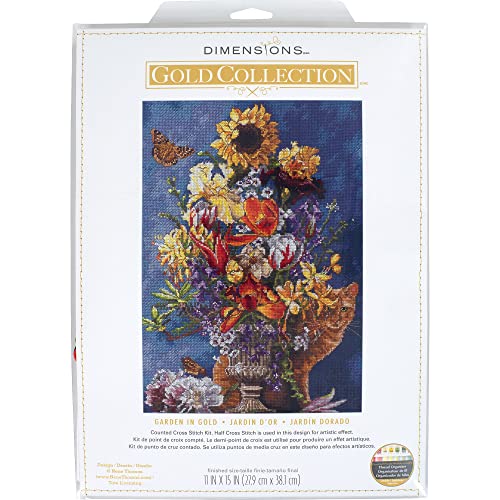 Dimensions 70-35404 Gold Collection Blumenvase Fortschrittliches Kreuzstich-Set, Baumwolle, Marineblauer Aida-Stoff, Fadendichte 14, 11" x 15", 5 Count Dimensions 70-35404 Gold Collection Blumenvase Fortschrittliches Kreuzstich-Set, Baumwolle, Marineblauer Aida-Stoff, Fadendichte 14, 11" x 15", 5 Count von Dimensions