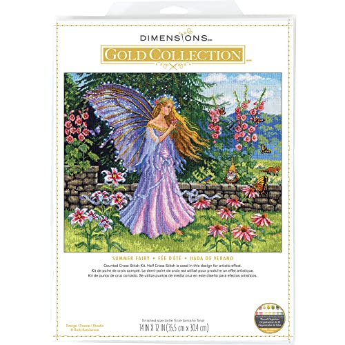 Dimensions 70-35410 Gold Collectiom Kreuzstich-Set, Sommerfee, 35,6 x 30,5 cm, 16 cnt. grauer Aida, 6 Stück Dimensions 70-35410 Gold Collectiom Kreuzstich-Set, Sommerfee, 35,6 x 30,5 cm, 16 cnt. grauer Aida, 6 Stück von Dimensions