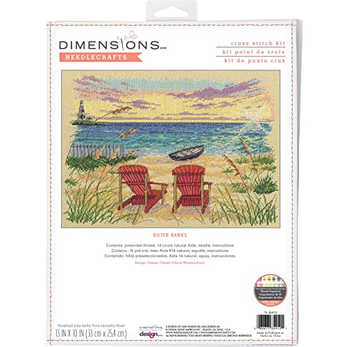 Dimensions 70-35412 Outer Banks Kreuzstich-Set für Anfänger, 33 x 25,4 cm, 14 Cnt. Natural Aida, 4 Stück Dimensions 70-35412 Outer Banks Kreuzstich-Set für Anfänger, 33 x 25,4 cm, 14 Cnt. Natural Aida, 4 Stück von Dimensions
