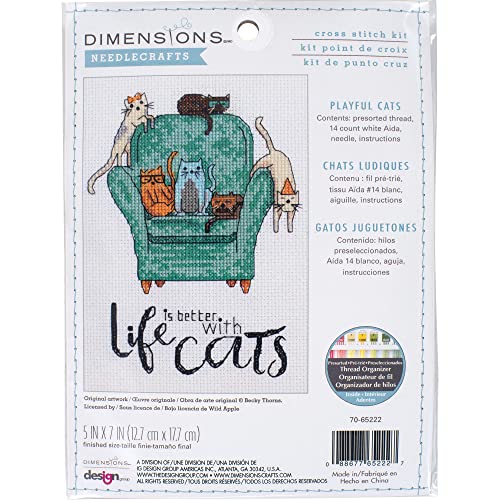 Dimensions 70-65222 Life is Better with Cats Kreuzstich-Set für Anfänger, 14 Cnt. Weiße Aida, 12,7 x 17,8 cm Dimensions 70-65222 Life is Better with Cats Kreuzstich-Set für Anfänger, 14 Cnt. Weiße Aida, 12,7 x 17,8 cm von Dimensions