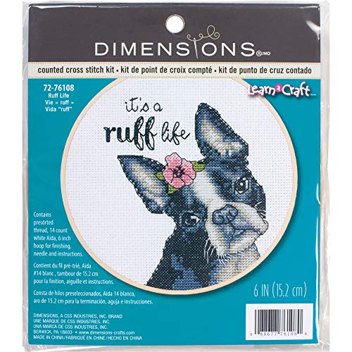 Dimensions 72-76108 Ruff Life Kreuzstich-Set nach Zählmuster, Bambus, 14 White Aida, 6" Diameter von Dimensions