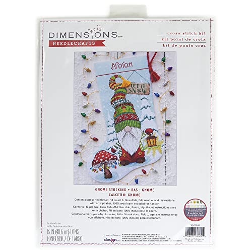 Dimensions Counted Cross Stitch Kit 16" Long-Gnome Stocking (14 Count) von Dimensions