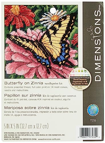 Dimensions D07232 Mini-Needlepoint, Schmetterling auf Zinnie von Dimensions