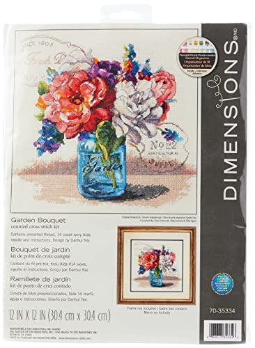 Dimensions D70-35334 Kreuzstich-Set nach Zählmuster Counted Cross Stitch: Garden Bouquet, Glas, 30.5 x 30.5cm von Dimensions