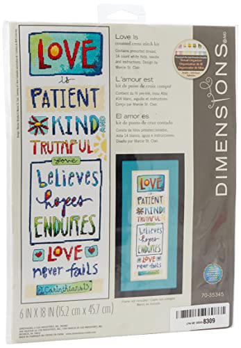 Dimensions D70-35345 Kit Love Is Art Counted Cross Stitch, Baumwolle, 15 x 45cm von Dimensions