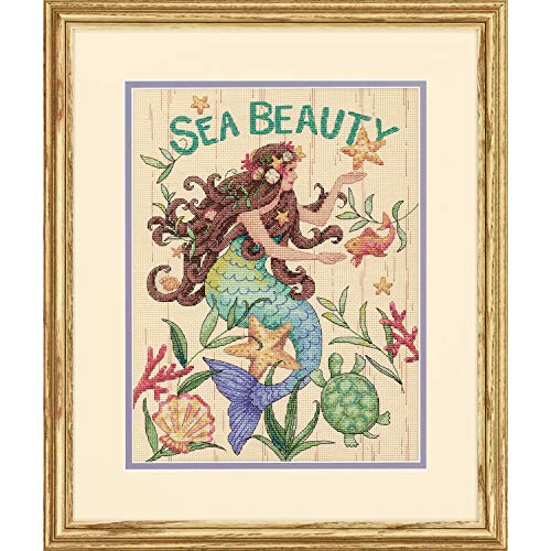 Dimensions D70-35376 Sea Beauty Kreuzstich-Set, Meerjungfrau-Zählmuster, 14-fädig, natürlicher Aida-Stoff, 22,9 x 30,5 cm Counted Cross Stitch, 22.8 x 30.4cm Dimensions D70-35376 Sea Beauty Kreuzstich-Set, Meerjungfrau-Zählmuster, 14-fädig, natürlicher Aida-Stoff, 22,9 x 30,5 cm Counted Cross Stitch, 22.8 x 30.4cm von Dimensions