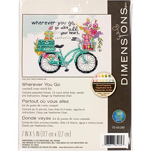 Dimensions D70-65189 Kreuzstich-Set Wherever You Go, 14-fädiger Aida-Stoff, 12,7 x 17,8 cm Counted Cross Stitch, 17.7 x 12.7cm Dimensions D70-65189 Kreuzstich-Set Wherever You Go, 14-fädiger Aida-Stoff, 12,7 x 17,8 cm Counted Cross Stitch, 17.7 x 12.7cm von Dimensions
