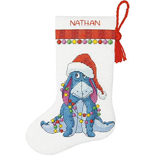 Dimensions Eeyore Christmas Stocking Counted Cross Stitch Kit for Beginners, 14 Count White Aida Cloth, 10''L von Dimensions
