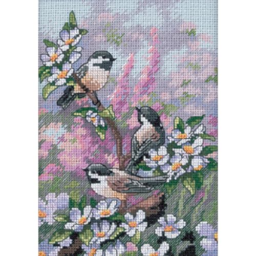 Dimensions Gezählter Kreuzstick Set, Chickadees in Spring von Dimensions
