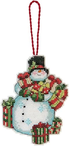 Dimensions – Kreuzstich-Set mit Zahlenangaben – Snowman Ornament – 70-08896 – Handarbeit für Erwachsene – Kunststoffleinwand (Fadenzahl 14) – 8 x 11 cm von Dimensions