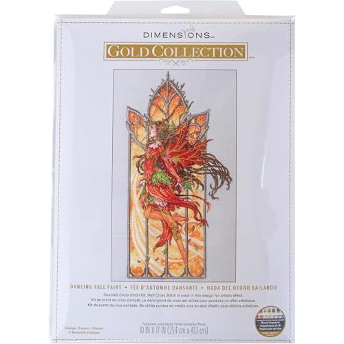 Dimensions Gold Collection Kreuzstich-Set, Motiv: Tanzende Herbstfee, 25,4 x 43,2 cm, 18 cnt, elfenbeinfarbener Aida-Stoff, 7-teilig Dimensions Gold Collection Kreuzstich-Set, Motiv: Tanzende Herbstfee, 25,4 x 43,2 cm, 18 cnt, elfenbeinfarbener Aida-Stoff, 7-teilig von Dimensions