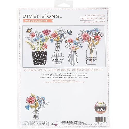 Dimensions Kreuzstich-Set, Schmetterlinge und Wildblumenvasen, mehrfarbig, 4-teilig Dimensions Kreuzstich-Set, Schmetterlinge und Wildblumenvasen, mehrfarbig, 4-teilig von Dimensions