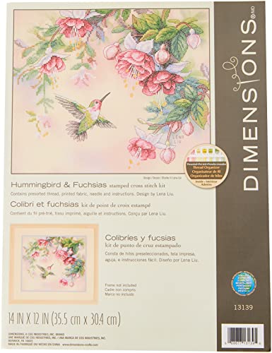 Dimensions Kreuzstich-Set (inkl. Vorlage, Nadel und Anleitung), Humming Bird and Fuchsias, 14 in. H x 12 in. W von Dimensions