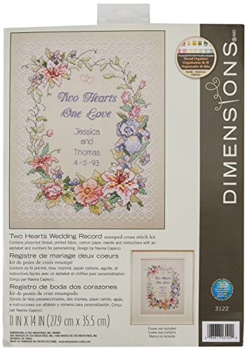 Dimensions Kreuzstich-Set (inkl. Vorlage, Nadel und Anleitung), Two Hearts Wedding von Dimensions