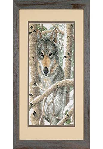 Dimensions Kreuzstich-Set (inkl. Vorlage, Nadel und Anleitung), Wintry Wolf, Grau von Dimensions