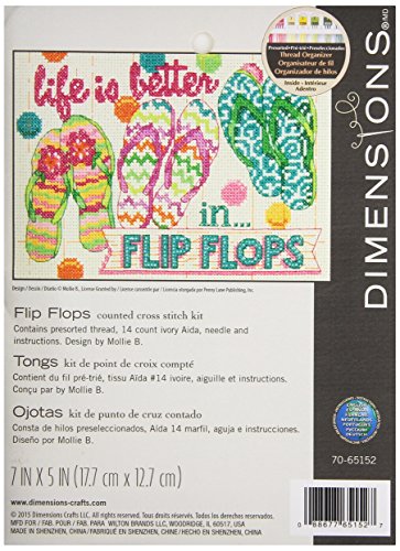 Dimensions Needlecrafts Maße Flip Flops Gezählt X Stitch, elfenbeinfarben, 100% Baumwolle, 17.7 x 12.7 x 0.1 cm von Dimensions