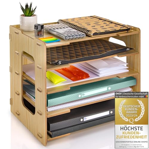 Dimono® Dokumentenablage Schreibtisch-Organizer Papierablage aus Bambus; Dokumentenhalter, Briefablage, Papierfächer Zeitschriftenständer für Zuhause, Büro, Praxis (Dokumentenablage Style Standard) von GOODS+GADGETS