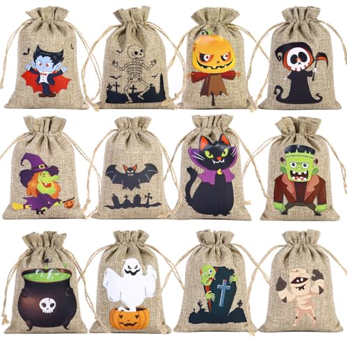 Dimoxii 36 Stück Halloween-Jute-Geschenktüten mit Kordelzug Halloween Geschenksäckchen 10X15cm Kleine Jutesäckchen für Süßigkeitenbeutel Klein Stoffsäckchen mit Zugband Dimoxii 36 Stück Halloween-Jute-Geschenktüten mit Kordelzug Halloween Geschenksäckchen 10X15cm Kleine Jutesäckchen für Süßigkeitenbeutel Klein Stoffsäckchen mit Zugband von Dimoxii