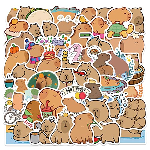 Dimweca 50 Stück Wasserfestes Capybara Aufkleber Capybara Sticker Set, Cartoon-Aufkleber Für Fahrrad, Capybara-Aufkleber, Motorrad, Kühlschrank, Skateboard, Laptop, Ornamente Für Teenager von Dimweca