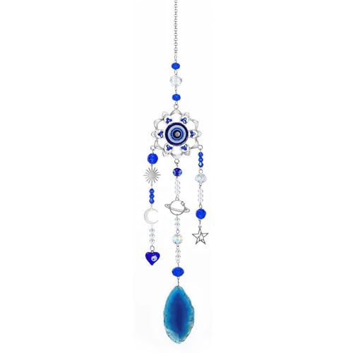 Kristall Evil Eye Sonnenfänger Himmelsmotiv Mond Stern Deko Fensterbehang mit Glasperlen von Dinaauto