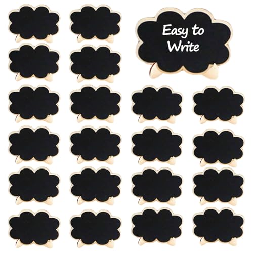 2. Holzhalkplattenschilder - 20 Pack Kleine Tabletop -Message Boards Mit Ständer | Wiederverwendbare Mini -Blackboards Für Hochzeitssitze, Menüs, Desserttische, Rustikales Partydekor Für von Dinchaakuarry