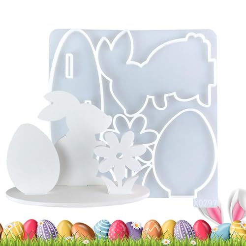 Dinchaakuarry Bunny Silikonform – Osterhasen-Harzform, Hasenform für Seife, Kerze und Tischdekoration | Kreative Osterharz-Formen, Urlaubsornamente für Kunst von Dinchaakuarry