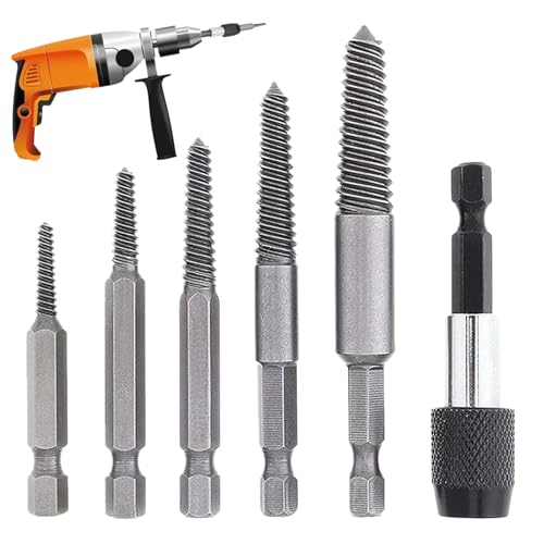 Stripped Screw Entleger -Werkzeug - 6 -teiliges Easy -Out -Extraktor -Kit für kaputte Schrauben und Schrauben | Professioneller Nussentferner für Elektriker, Hausbesitzer, Hobbyisten, und von Dinchaakuarry