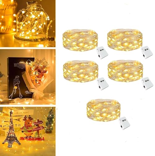 LED Lichterkette Batterie - 5 Stück 2M 20LEDs Mini Lichterkette mit Batterie,Lichterkette Draht, LED Beleuchtung Batteriebetrieben Deko für Flasche, Weihnachtsbaum Hochzeit Balkon Party Deko von Ding Yongliang