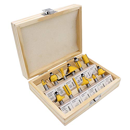 DingGreat 12 teilig 8mm Schaft Fräsersatz, Tungsten Hartmetall bestückten Fräser Set, Anlaufkugellager inkl. Sechskant-Schlüssel und Holz-Koffer DingGreat 12 teilig 8mm Schaft Fräsersatz, Tungsten Hartmetall bestückten Fräser Set, Anlaufkugellager inkl. Sechskant-Schlüssel und Holz-Koffer von DingGreat