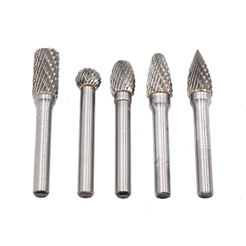 DingGreat 5 Teilig Raspel Set Hartmetall Frässtift Rotary Burr, 6 mm Schaft 10mm Kopfdurchmesser Bohrmaschine Kugelfräser + Zylinderfräser + Zapfenfräser + Konusfräser DingGreat 5 Teilig Raspel Set Hartmetall Frässtift Rotary Burr, 6 mm Schaft 10mm Kopfdurchmesser Bohrmaschine Kugelfräser + Zylinderfräser + Zapfenfräser + Konusfräser von DingGreat