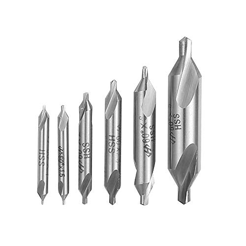 DingGreat 6 Stücke HSS Zentrierbohrer Set, 1/1.5/2/2.5/3/5mm 60 Grad Zentrum Bohrer Set Drehmaschine Kombiniert Zentrum Bohrer Senker für Metall DingGreat 6 Stücke HSS Zentrierbohrer Set, 1/1.5/2/2.5/3/5mm 60 Grad Zentrum Bohrer Set Drehmaschine Kombiniert Zentrum Bohrer Senker für Metall von DingGreat