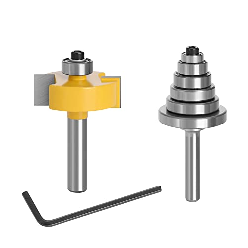 DingGreat 8MM Schaft Rabbet Router Bit mit 6 austauschbaren Lagern Set - 1/8", 1/4", 5/16", 3/8", 7/16", 1/2" Lager DingGreat 8MM Schaft Rabbet Router Bit mit 6 austauschbaren Lagern Set - 1/8", 1/4", 5/16", 3/8", 7/16", 1/2" Lager von DingGreat