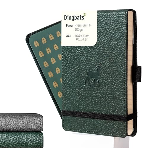 Dingbats - Wildtiere Blanko Taschen-Notizbuch, Grüner Hirsch, A6 - Hardcover Notizbuch - Perforiert, Cremefarben 100gsm Tintenfestes Papier von Dingbats* Notebooks