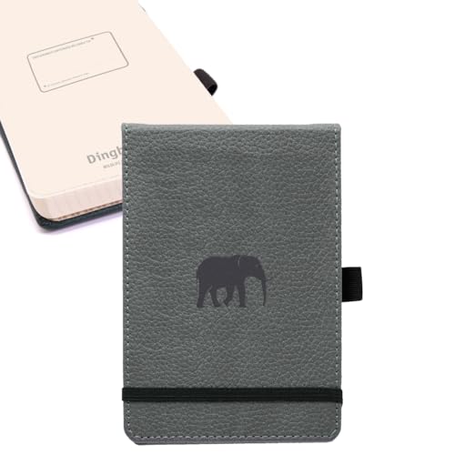 Dingbats - Wildtiere Kariertes Taschen-Notizbuch, Grauer Elefant, A6 - Hardcover Notizbuch - Perforiert, Cremefarben 100gsm Tintenfestes Papier von Dingbats* Notebooks
