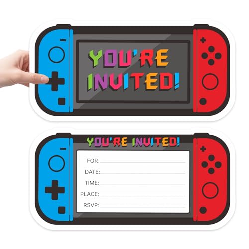 Dinggaogao Videospiel-Geburtstagsparty-Einladungen, 7,6 x 15,2 cm, doppelseitige Einladungskarten mit 20 selbstklebenden Umschlägen, Spiel-Party-Dekoration, Geburtstagsgeschenke für Jungen (20 Dinggaogao Videospiel-Geburtstagsparty-Einladungen, 7,6 x 15,2 cm, doppelseitige Einladungskarten mit 20 selbstklebenden Umschlägen, Spiel-Party-Dekoration, Geburtstagsgeschenke für Jungen (20 von Dinggaogao