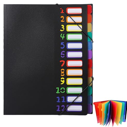 Projektmappen, A4 Ordnungsmappe,12 Schicht A4 Dateiordner mit elastischem Band und Farbetikett,tragbarer Organisator Pultordner für Büro und Schule Projektmappen, A4 Ordnungsmappe,12 Schicht A4 Dateiordner mit elastischem Band und Farbetikett,tragbarer Organisator Pultordner für Büro und Schule von Dinhauyon