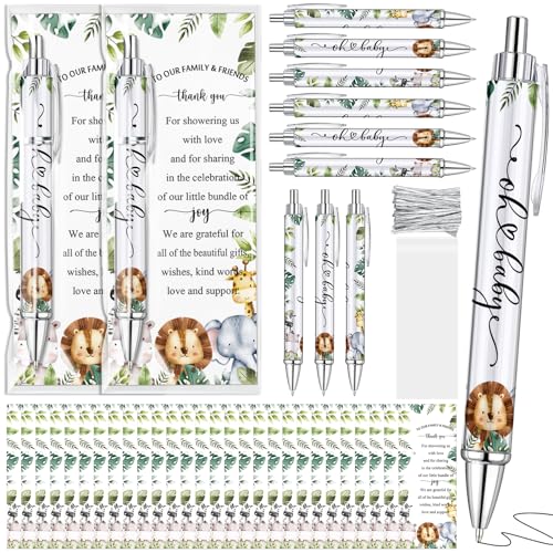 Dinifee 36 Sets Safari-Park-Babyparty-Stifte mit 36 Zigarettenpapier-Kugelschreibern und 36 Gruß-Lesezeichen, Safari-Dschungel-Babyparty-Spielpreise, Partygeschenke, Rückgabe-Geschenke (Safari) von Dinifee