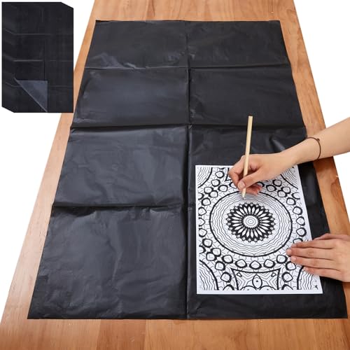 Dinifee 5 Blatt großes Kohlepapier zum Durchzeichnen von Graphit-Transferpapier, gewachstes Kohle-Transferpapier für Holz, Papier, Leinwand, Holzbearbeitungsmuster, Stoff, Skizzen, Zeichnen, Schwarz von Dinifee