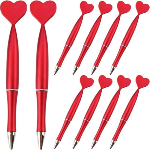 Dinntty Herzförmige Stifte Zum Valentinstag, 10 Stück, Kugelschreiber, Schwarz, Rot, Herz-Kugelschreiber Für Büro, Schule, Weihnachten, Valentinstag, Hochzeit, Partyzubehör von Dinntty
