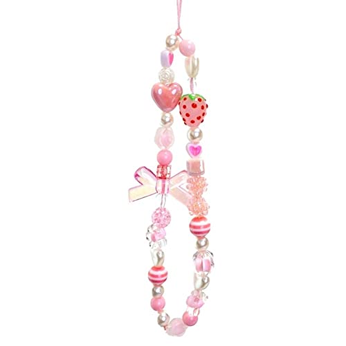 Dinntty Telefon-Perlen-Lanyard-nettes Erdbeerherz-Telefon-hängendes Seil Anti-verlorener Handy-Gurt DIY-Telefon-Ketten-Dekoration Dinntty Telefon-Perlen-Lanyard-nettes Erdbeerherz-Telefon-hängendes Seil Anti-verlorener Handy-Gurt DIY-Telefon-Ketten-Dekoration von Dinntty