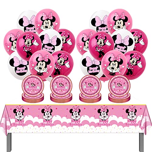 Geburtstagsdeko Minnie Mouse Party Tischdecke Geburtstag Minnie Party Deko Geburtstag Minnie Maus Partygeschirr Geburtstag Mickey Mouse Luftballons Geburtstag Minnie Maus Geburtstag Teller Set von Dinoeye