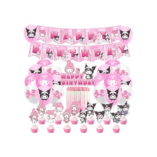 Kuromi My Melody Geburtstagsdeko - Luftballons, Girlande, Sanrio Kuchen Topper, Party Deko für Kindergeburtstag Kuromi My Melody Geburtstagsdeko - Luftballons, Girlande, Sanrio Kuchen Topper, Party Deko für Kindergeburtstag von Dinoeye