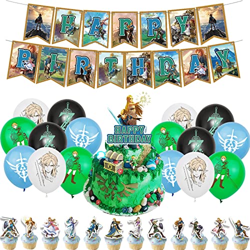 The Legend of Zelda Geburtstag Deko Set - Party Luftballons, Girlande und Torte Deko von Dinoeye