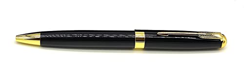 Dinora® Kugelschreiber – Edelstahl – mittlere Spitze – Blaue Tinte – Eleganten PU-Leder Geschenkbox – Schwarz von Dinora