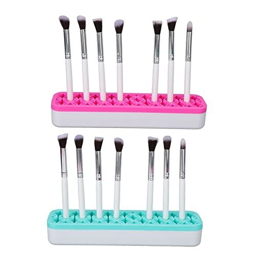 2 Stück Make-up-Pinselhalter Organizer Silikon Make-up-Pinselhalter Mehrere Löcher Waschbar Abnehmbare Pinsel Aufbewahrungsständer für Stift Eyeliner Grün Rosa von Dioche